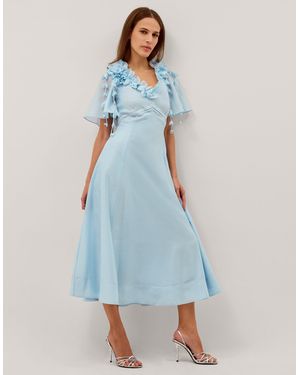 Monsoon Clarissa Floral Midi Dress - Blue