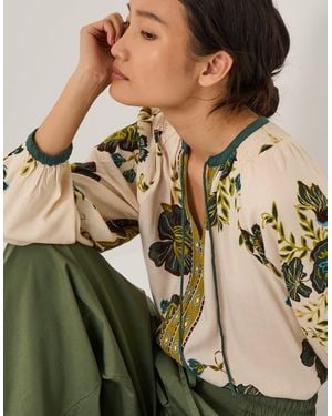 Monsoon Zenya Floral Print Blouse Green
