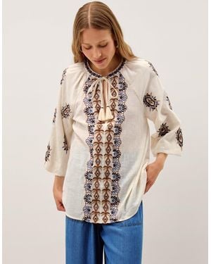 Monsoon Zoey Embroidered Tunic Top Ivory - Natural