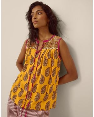 Monsoon Magdalena Sleeveless Paisley Top Yellow - Orange