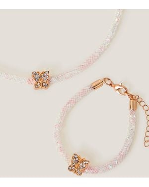 Monsoon Butterfly Tube Necklace And Bracelet Set - Natural