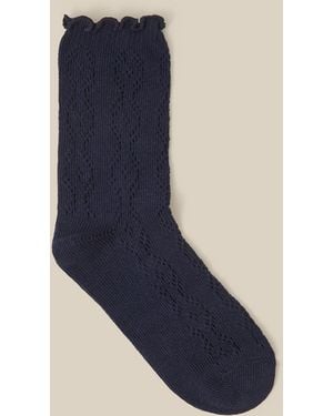 Monsoon Frill Pointelle Socks Blue