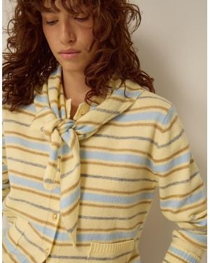 Monsoon Shola Stripe Cardigan & Scarf Yellow - Metallic