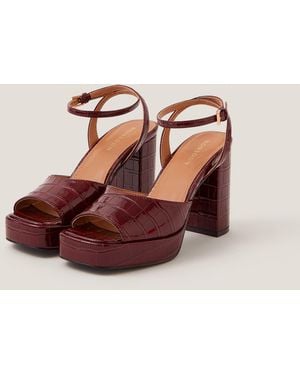 Monsoon Milly Patent Croc Platform Heels Red - Brown