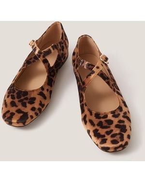 Monsoon Erin Leopard Print Ballet Flats Natural - Brown