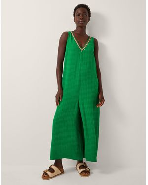 Monsoon Hanna Embellished Sleeveless Jumpsuit Green