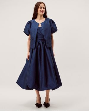 Monsoon Mila Puff Sleeve Bow Jacket - Blue