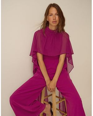 Monsoon Valerie Cape Wide Leg Jumpsuit - Purple
