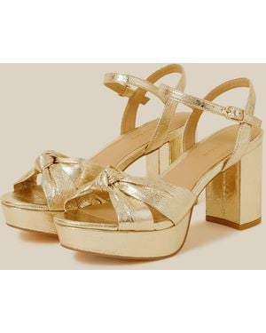 Monsoon Metallic Twist Platform Heels - Natural