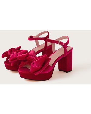 Monsoon Velvet Bow Platform Heels Red - Pink