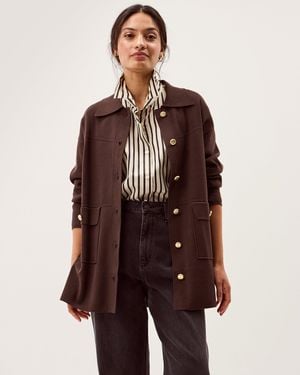 Monsoon Nina Button Knit Jacket Brown