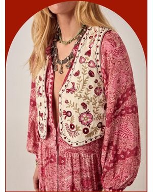 Monsoon Maison Hotel Lola Folk Embroidered Vest White