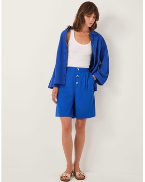 Monsoon Lucy Linen Blend Longline Shorts Blue
