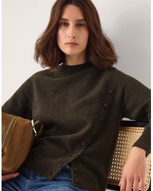Monsoon Bray Asymmetrical Button Jumper Brown - Black
