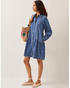 Monsoon Isla Denim Shirt Dress Blue