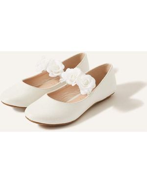 Monsoon Shimmer Corsage Ballerina Flats Ivory - Natural