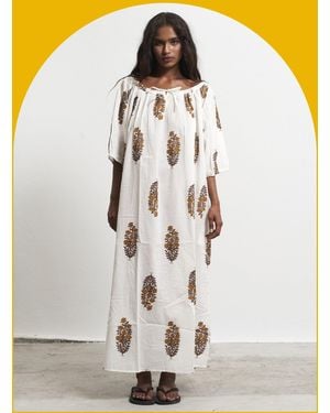 Monsoon Par & Escala Justina Floral Block Print Maxi Dress Yellow - White