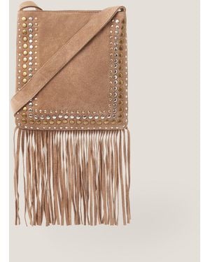 Monsoon Opal Suede Fringe Crossbody Bag - Natural