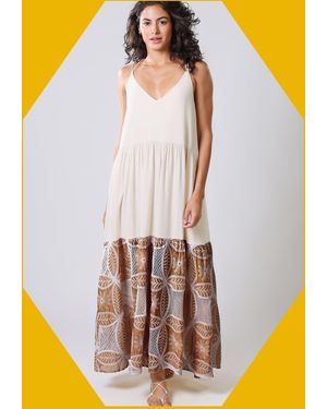 Monsoon Traffic People Ithaca Tiered Print Maxi Dress Brown - White