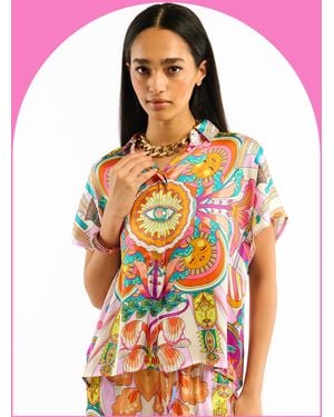 Monsoon Wild Hisae Print Short Sleeve Shirt Pink