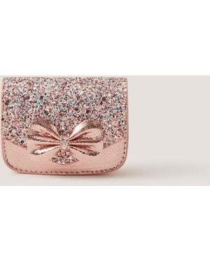 Monsoon Mini Glitter Bow Metallic Bag - Pink