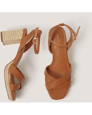 Monsoon Dafne Espadrille Platform Sandals Tan - Natural