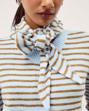 Monsoon Stripe Cardigan & Triangle Scarf Blue