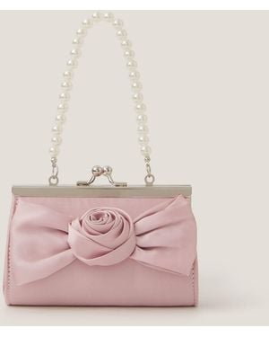 Monsoon Satin Rose Bow Mini Bag Pink
