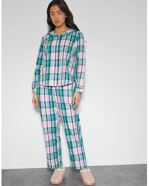 Monsoon Cleo Check Pyjama Set Teal - Blue