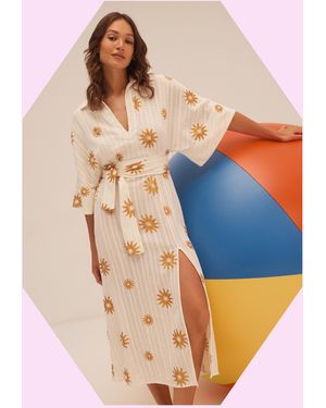 Monsoon Sundress Soidee Sun Print Midi Dress White - Blue