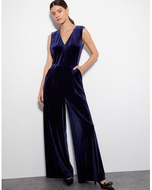 Monsoon Vayle Velvet Jumpsuit Blue