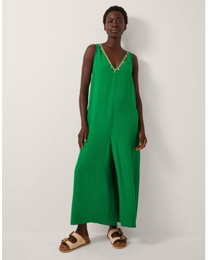 Monsoon Hanna Embellished Sleeveless Jumpsuit Green