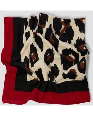 Monsoon Leopard Print Border Scarf - Red