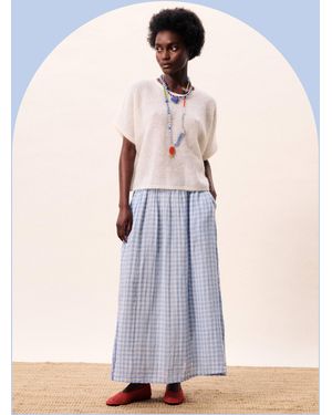 Monsoon Frnch Gingham Maxi Skirt Blue - White