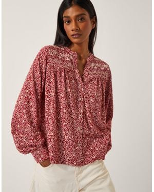 Monsoon Laurelie Floral Jersey Blouse Pink - Red