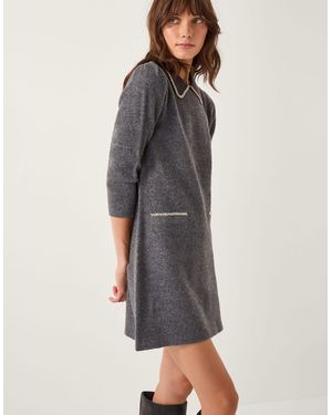 Monsoon Ebony Embellished Collar Knit Mini Dress Grey