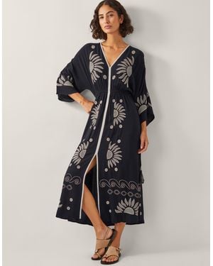 Monsoon Sophia Embroidered Kaftan Maxi Dress Black