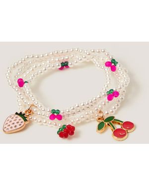 Monsoon 4-pack Fruit Charm Pearl Bracelet - Pink