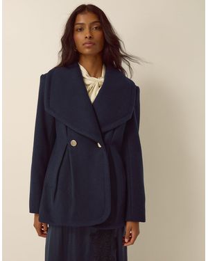 Monsoon Estelle Collar Coat Blue