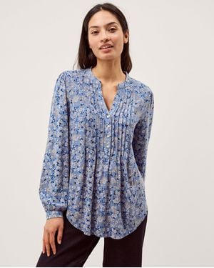 Monsoon Nina Floral Jersey Blouse - Blue