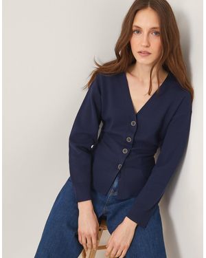 Monsoon Suzy Fitted V-neck Cardigan Blue