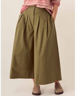 Monsoon East Rosie Cotton Twill Trousers Green