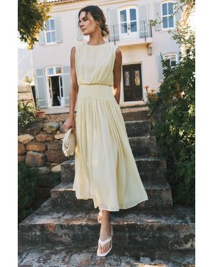 Monsoon Georgia Drop Hem Midi Dress Yellow - Natural
