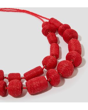 Monsoon Chunky Woven Beaded Necklace - Red