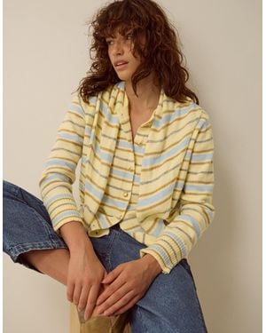 Monsoon Shola Stripe Cardigan & Scarf Yellow - Brown