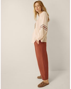 Monsoon Joanie Linen Blend Barrel Trousers Orange - Natural