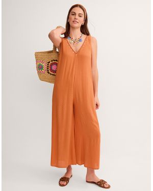 Monsoon Sophia Embellished Culotte Jumpsuit Orange