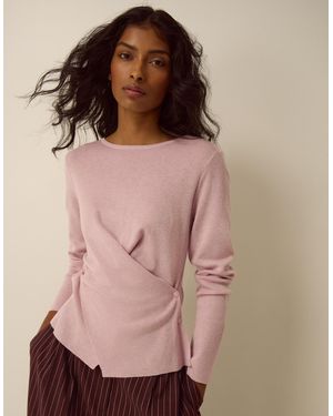 Monsoon Dora Drape Knitted Top Pink