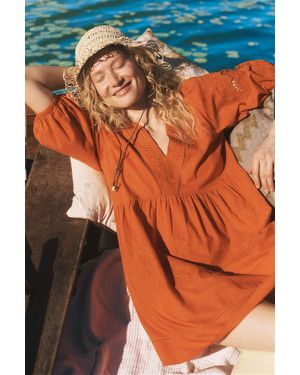 Monsoon Noelle Embroidered Mini Dress Orange