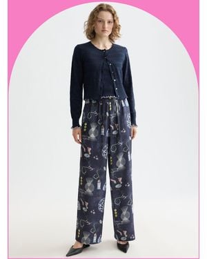 Monsoon Scotch & Soda Gia Print Wide Leg Trousers Blue - Pink